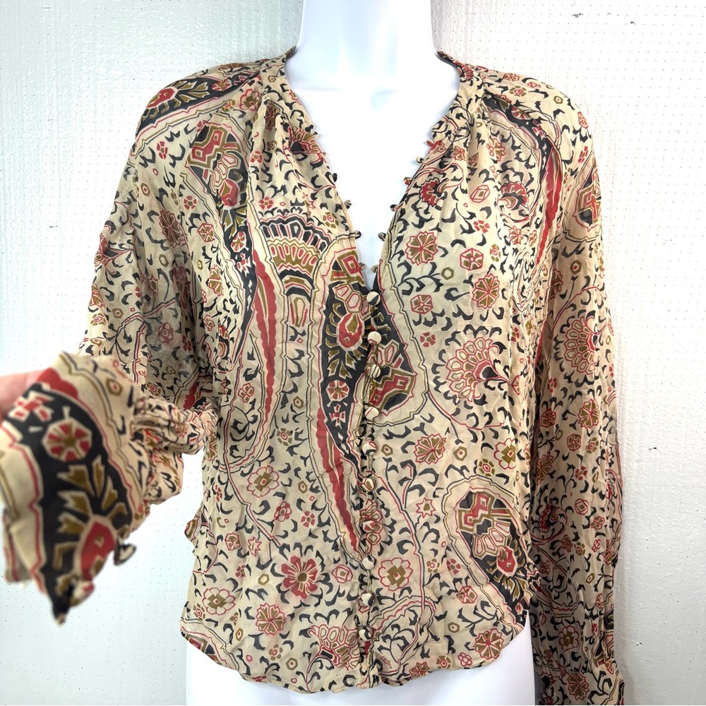 Veronica Beard 0 Silk Paisley Multicolor Button F… - image 2